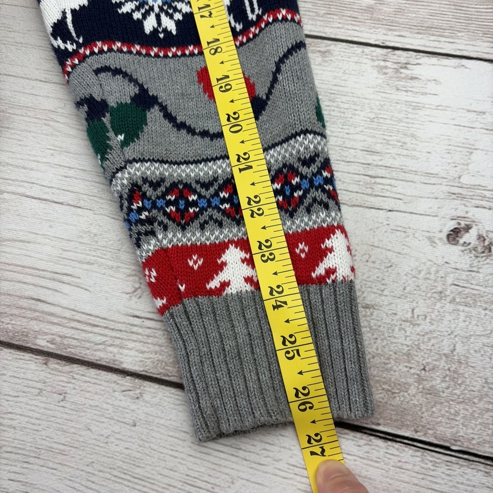 St Johns Bay Men's Medium Christmas Sweater Fair Isle Tree Lights Reindeer EXC - Picture 9 of 16